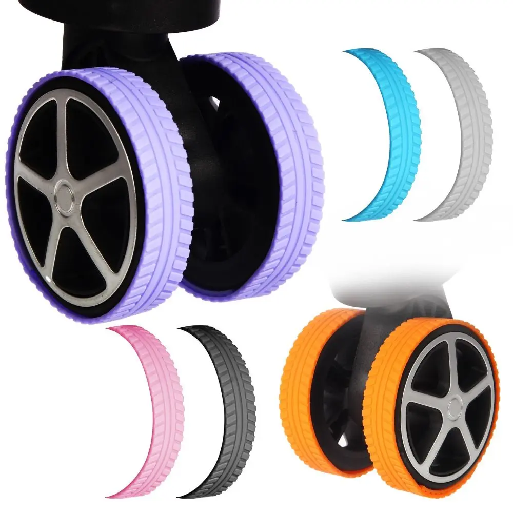 4/8Pcs Universal Silicone Luggage Wheels Protector Cover Reduce Noise Anti-slip Suitcases Wheel Protection Rings Shock Absorption Reduce Wheel Wear Trolley Box Casters Cover for Travel