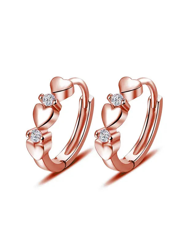 Cute Rhinestone Decor Heart Shaped Earrings As Gift for Girlfriend, Elegant Fashion Hoop Earrings, Anniversary Wedding Party Vintage Jewelry As Gifts for Women, Valentine's Day, Gift 8