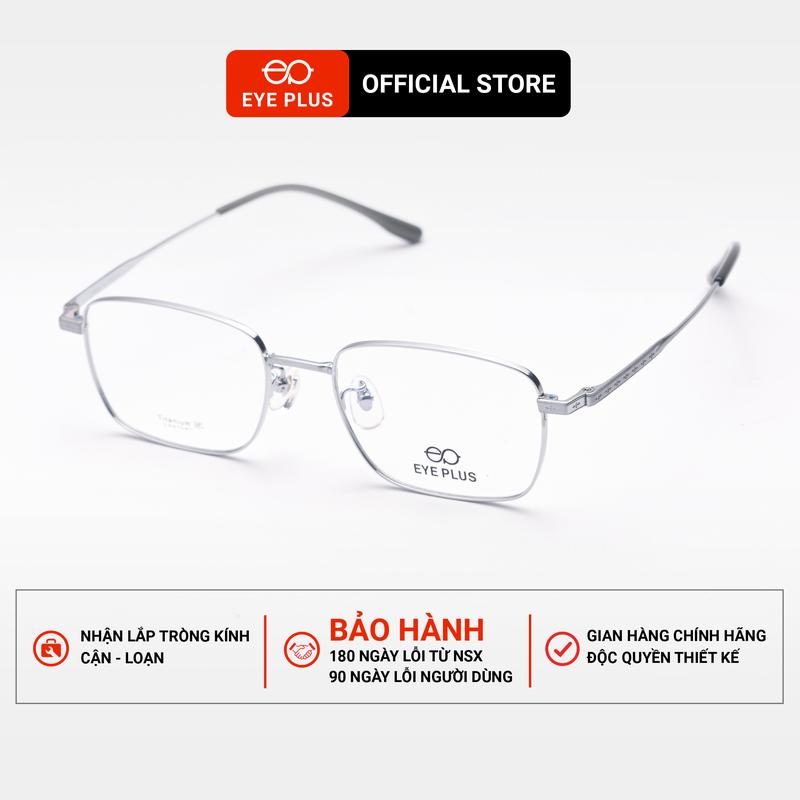 Kính Cận Titan Dáng Chữ  Nhật Nam Nữ Eye Plus 83036 Gọng Kính Titanium Content Chuôi Bọc Nhựa Đen Cao Cấp Kính Mắt Kiểu Dáng Thời Trang Unisex Hiện Đại
