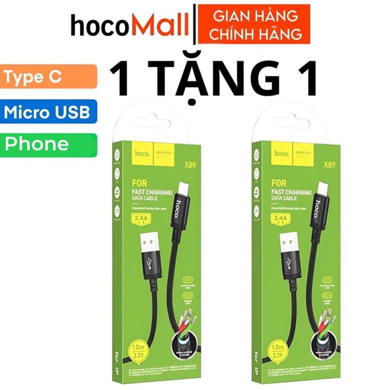 Dây sạc bọc dù Chính Hãng Hoco Cáp sạc micro usb type c phone hocomall  [ MUA 1 CÁP TẶNG 1 CÁP ]