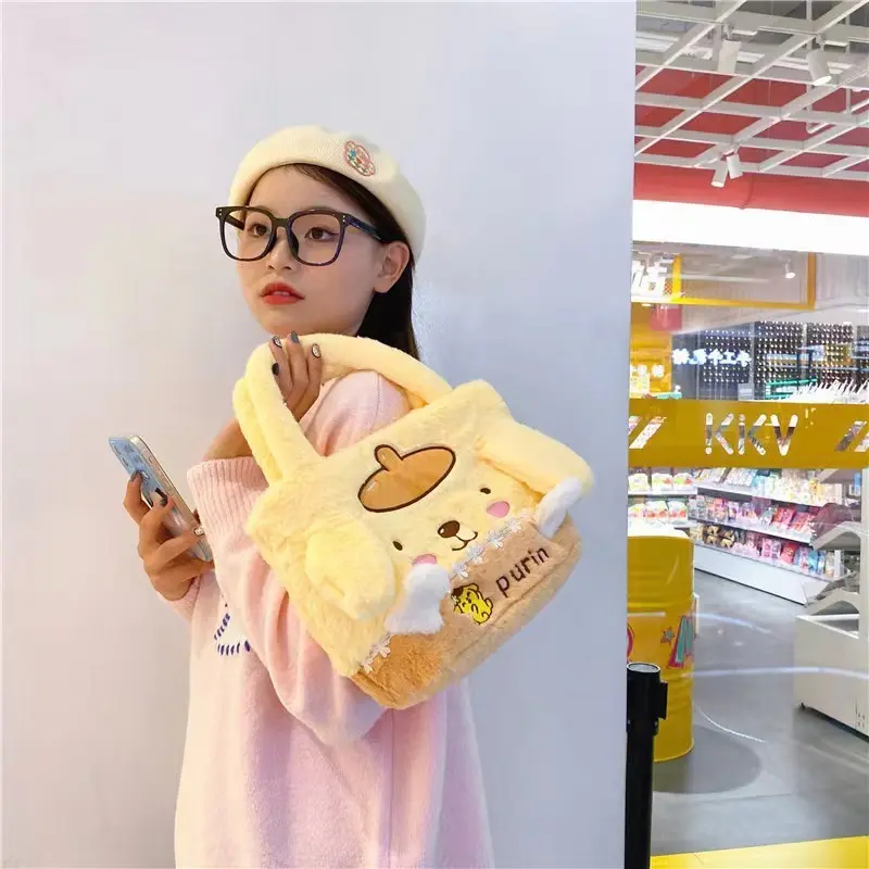 Túi Nhồi Bông Sanrio, Có Cinnamoroll, Melody, Kuromi, Dành Cho Nữ, Túi Tote Túi Xách, Túi Đeo Vai, Thời Trang, túi Messenger Nữ, Thích Hợp Làm Quà Tặng Bé Gái Bag Da 7
