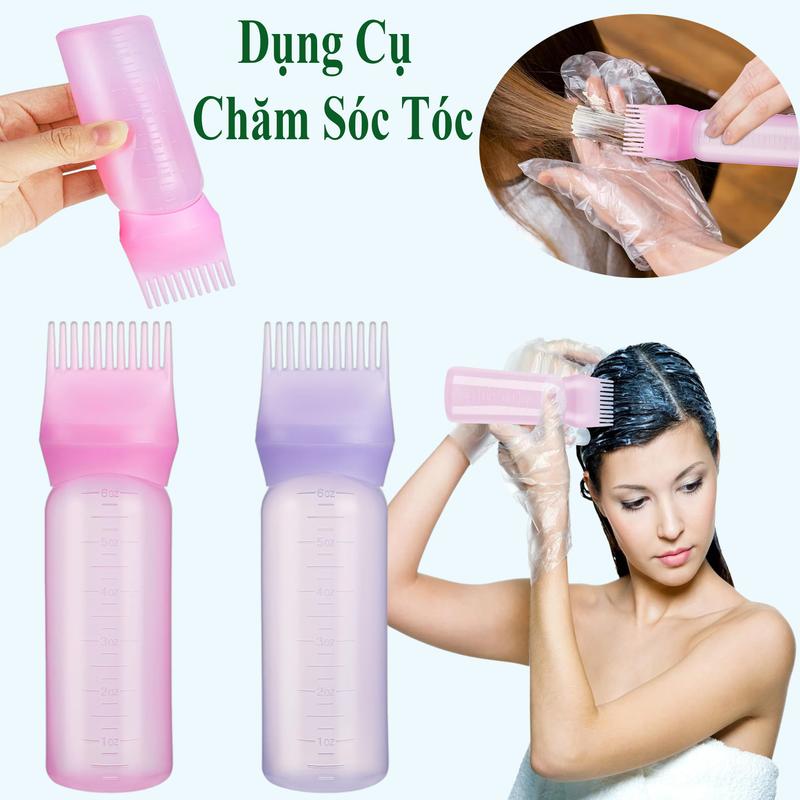 [Bộ 2 Chiếc] Dụng Cụ Nhuộm Tóc, Dụng Cụ Dưỡng Tóc Tại Nhà Tích Hợp Lược Chải, Bình Nhựa Đựng Thuốc Nhuộm Tóc Có Vạch Đo Dung Tích 120ml, Dụng Cụ Chăm Sóc Tạo Kiểu Tóc Tiện Lợi Tại Nhà Uốn Tóc