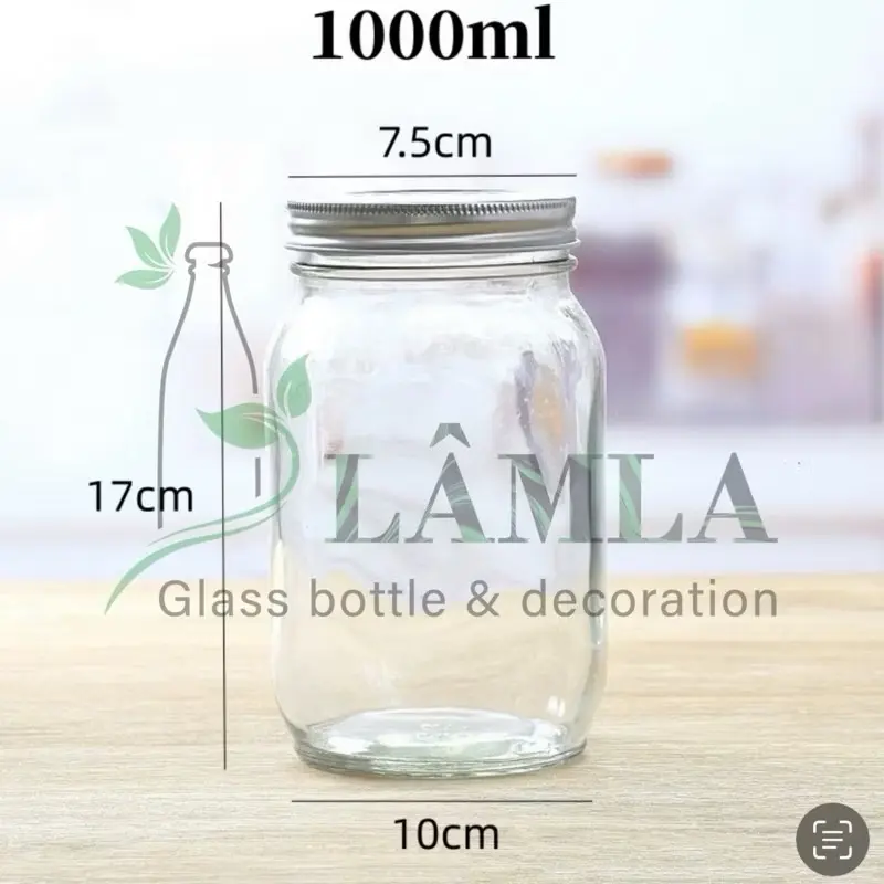 Hũ Thuỷ Tinh Mason Nắp Thiếc 500ml 1000ml - Đựng Gia Vị &  Đựng Đồ Ăn - Đựng Thực Phẩm 4
