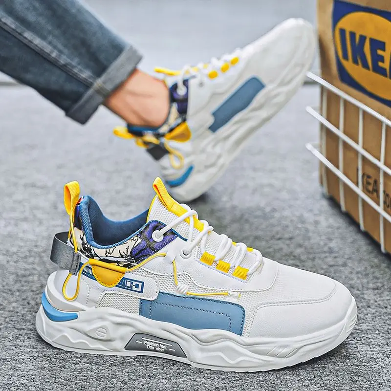 2025 Men's Shoes Spring Breathable New Trendy Youth Casual Sports Running Mesh Odor-resistant White Dad Shoes