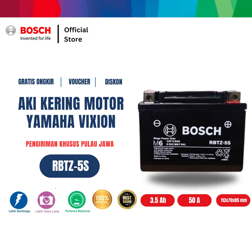 Bosch Aki Kering Motor Yamaha Vixion - Maintenance Free - RBTZ-5S