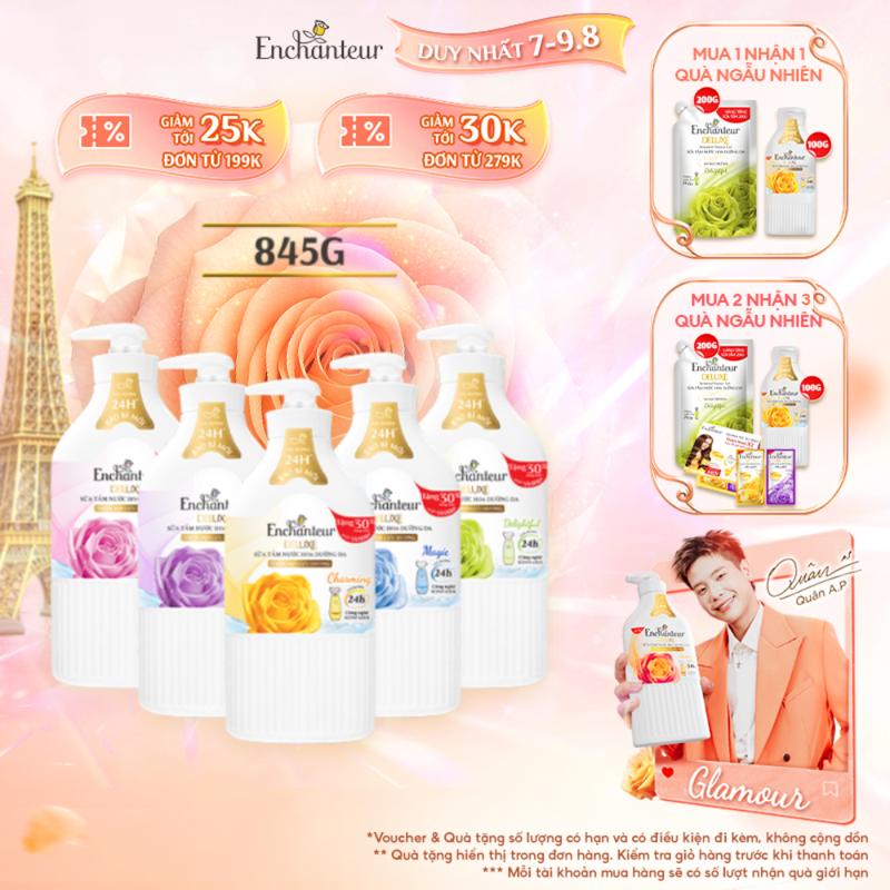 [TĂNG 30% DUNG TÍCH] Sữa Tắm Hương Nước Hoa Dưỡng Da Body Enchanteur 5 Mùi Hương Charming/ Sensation/ Delighful/ Romantic/ Magic 845g