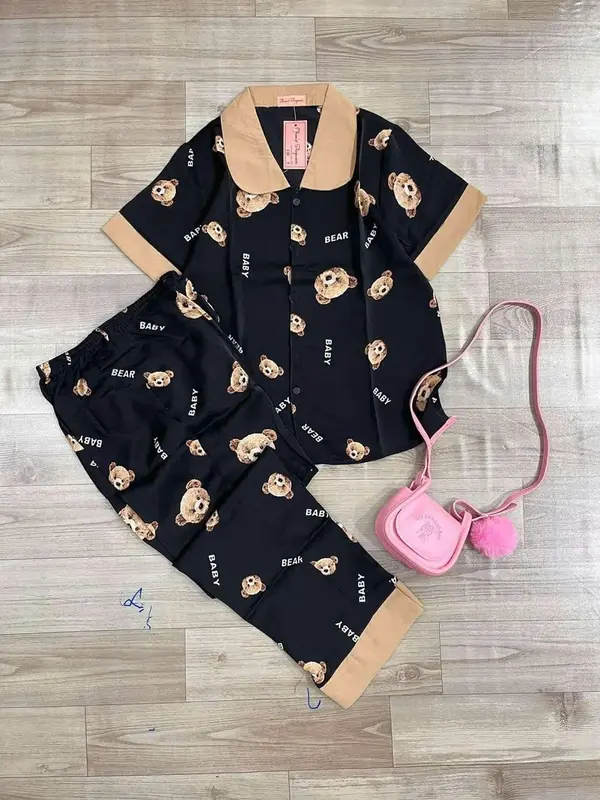 149k cho 3 áo cộc quần dài, Set pyjama freesize dưới 60kg . Nữ Women Quần Ngủ Voi Nhung Thun 6