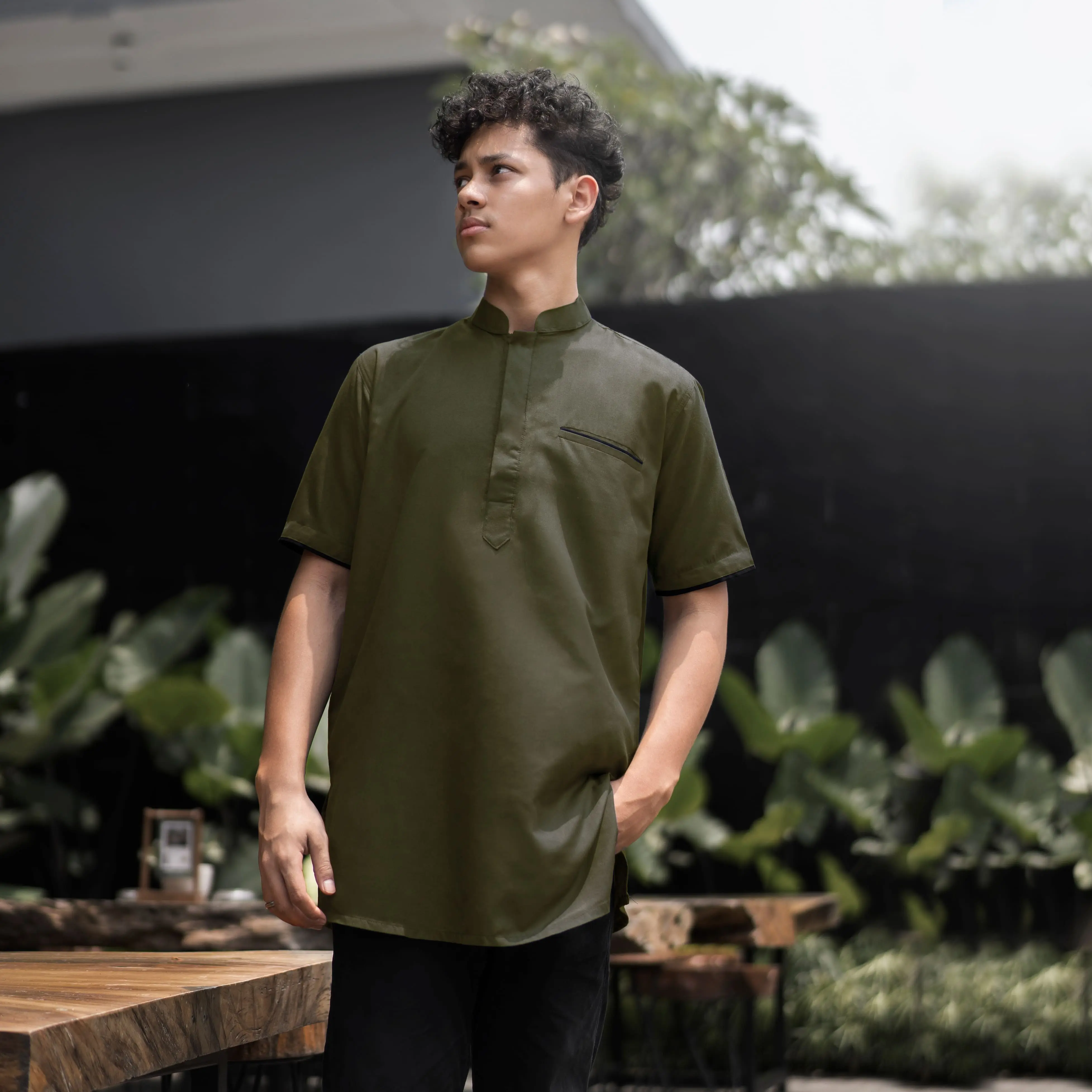 Koko Kurta Lengan Pendek / Baju Muslim Pria QOMISHU SYAMIL