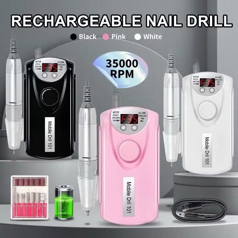 (Máy mài móng)Máy mài nail mài gel tích điện cầm tay ste101,dill nail 101,máy mài tích điện dill 101(bh 1 tháng)kèm bộ đầu mài+sac usb chuyên dụng trong làm móng 8