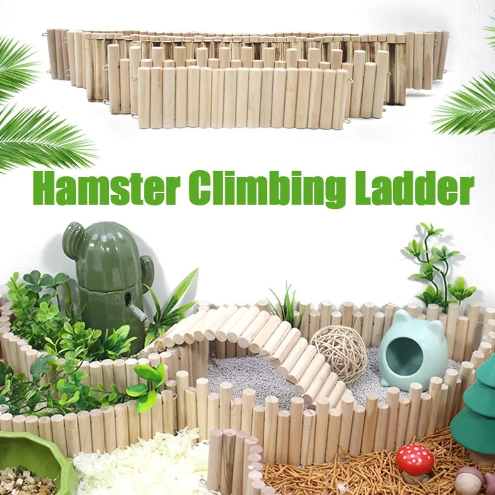 Fence Bundle Wooden Hamster Climbing Ladder Multifunctional Bendable Hamster Suspension Bridge Cage Decoration Easy To Install Hamster Habitat Toy Mice