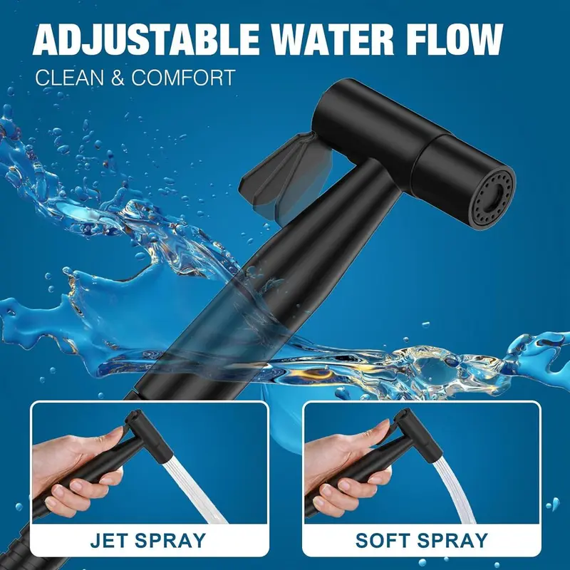 Stainless Steel Bidet Sprayer Set, Including Bidet Sprayer & Retractable Hose & Punch Free Holder, Bathroom Fixtures for Home Use 3
