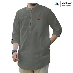 Baju Koko Pria Dewasa Model Polos Kurta Terbaru Lengan ¾ Bahan Katun Madinah