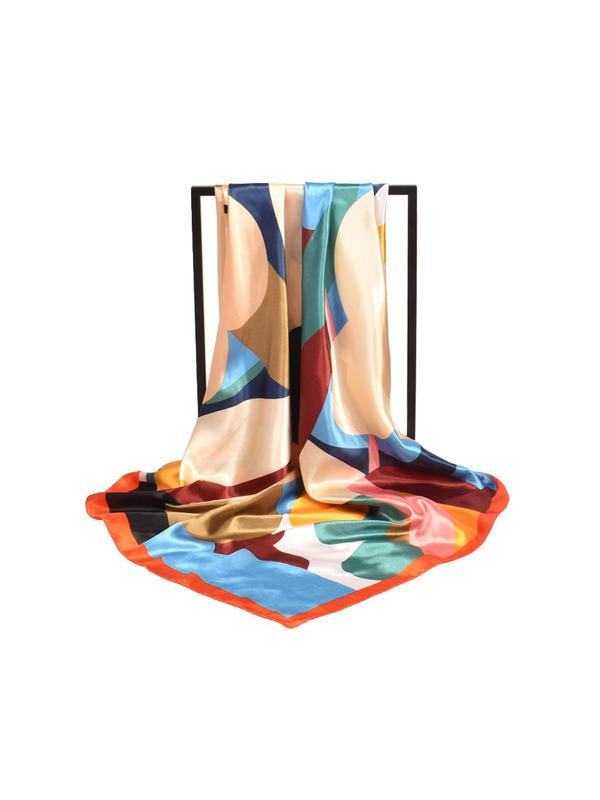 Women's Elegant All Over Floral Print Square Scarf, Fashionable Colorful Bandana For Daily Wear, Versatile Scarf For Women, Girlfriend Gifts 2