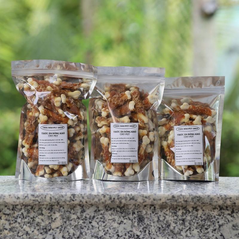  Thịt gà cuộn xương canxi sấy khô cho chó bổ sung đạm protein canxi đồ ăn thưởng cho thú cưng 