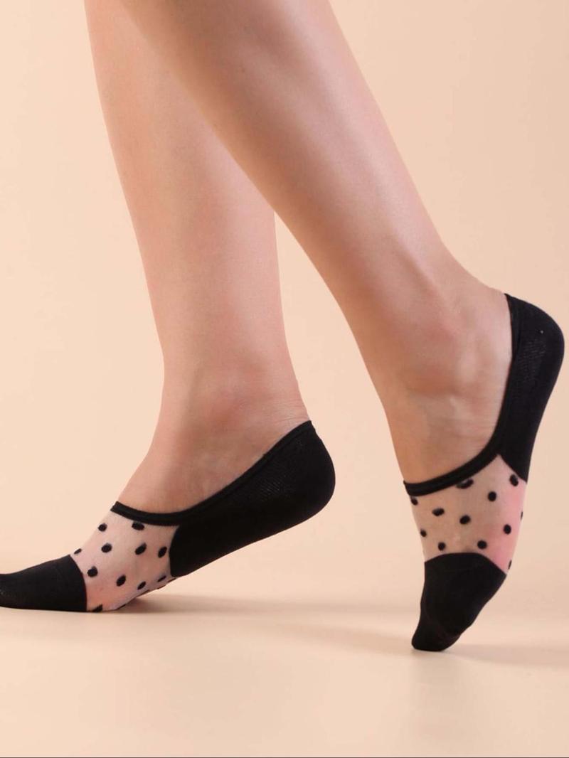 Product Introduction of Women's Polka Dot Pattern Contrast Mesh Ankle Socks, Casual Moisture Wicking Low Cut Socks, Soft Comfy Breathable Socks for All Seasons Daily Wear 7