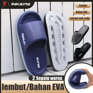 Inkayni Sandal Slop Pria Dewasa EVA Original Anti Bau Kaki Empuk Sekali Anti Slip Licin Sol Tebal Tinggi Badan Elastis Nyaman Untuk Rumah Kamar Mandi Santai Harian Modern Kasual Kualitas Premium Awet Tahan Lama Size 40-45