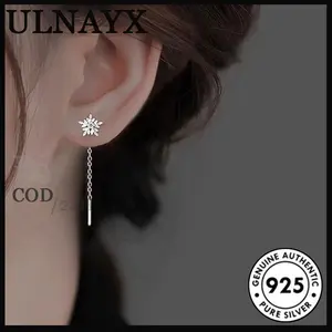 Diamcity Anting-Anting Elegan Halus Dengan Salju Panjang Berumbai Dari Perak S925