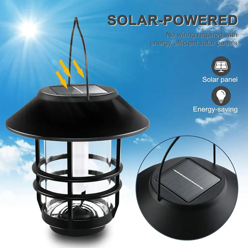Outdoor Solar Light, Waterproof Hanging Lantern Light, Wall Mounted Light, Wall Fence Patio Porch Yard Home Decorative Light 2