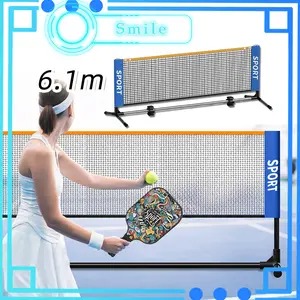 1 Set 6,1m Net Pickleball Set Portable Include Tas Stainless Steel Pickleball Net Tenis Cocok Untuk Penggunaan Di Luar Ruangan