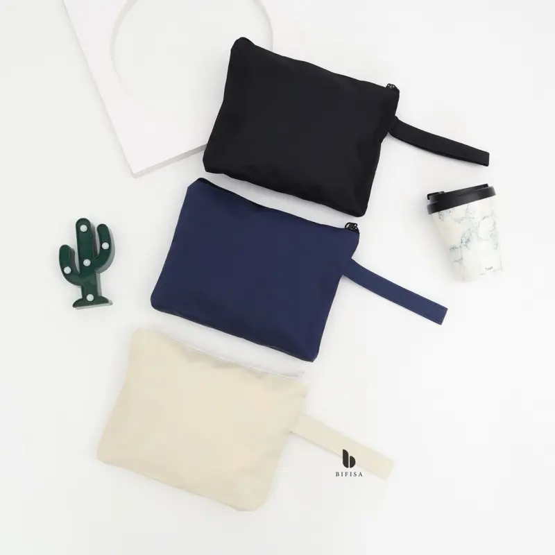Pouch Besar 25x20 Semi Kanvas Water Resist Tempat Makeup Tempat Pensil Canvas
