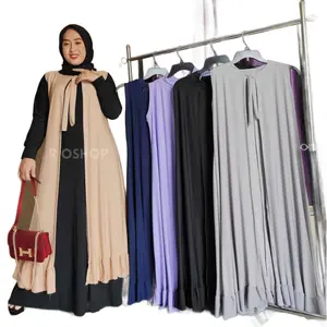 Outer Cardigan Rempel Bawah Bahan Import Jersey Premium Long Cardy Ukuran Jumbo Bigsize 2XL 3XL dan 4XL Polos hitam navy panjang  tebal  muslim  oversize  atasan  wanita  baju