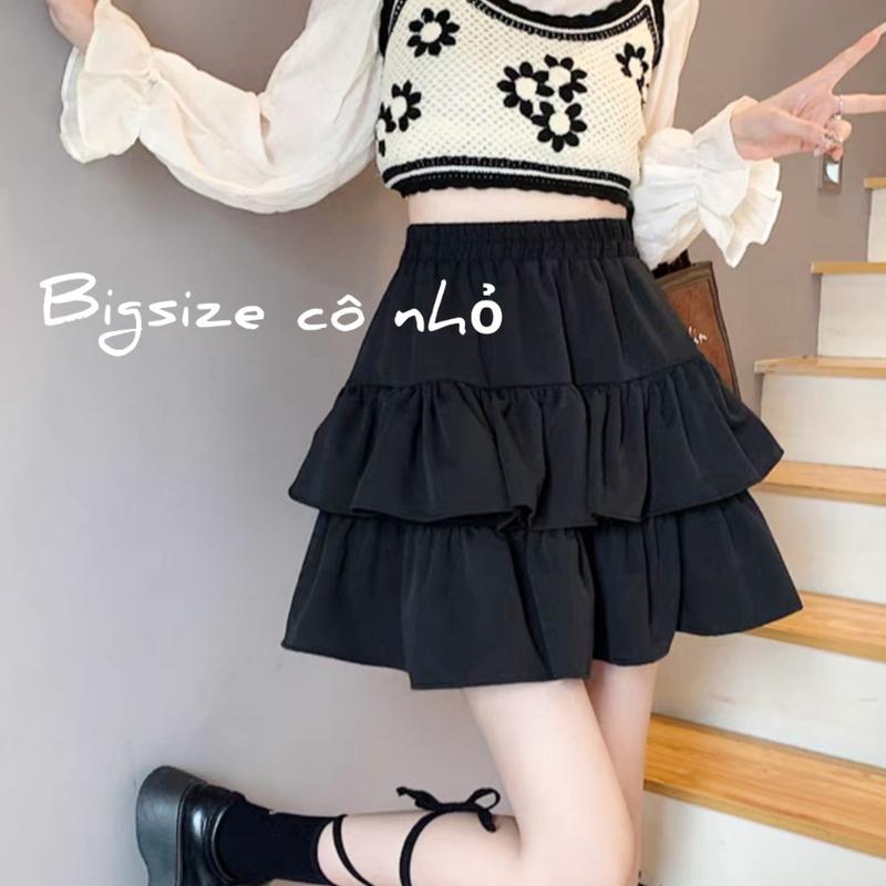 Chân Váy Xòe Bigsize Nữ Chân Váy Lưng Cao 2 Tầng Big Size Có Lót Trong Vải Lụa Chéo Mềm Min CV XOE Khuy