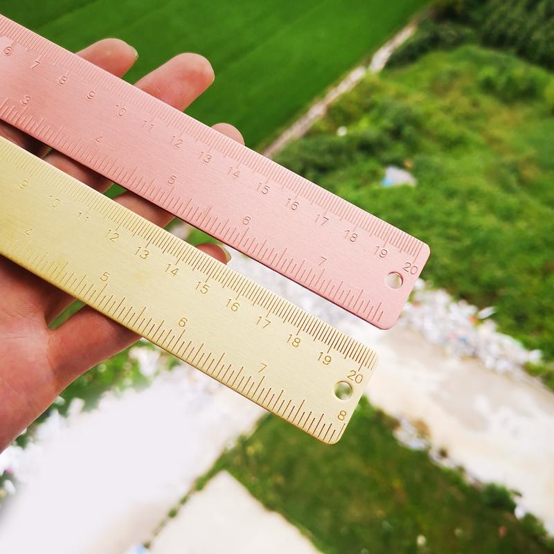 Product Introduction of 20cm/7.9'' Metal Ruler Brass Straight Ruler Drawing Cutting Non Skid Back 47