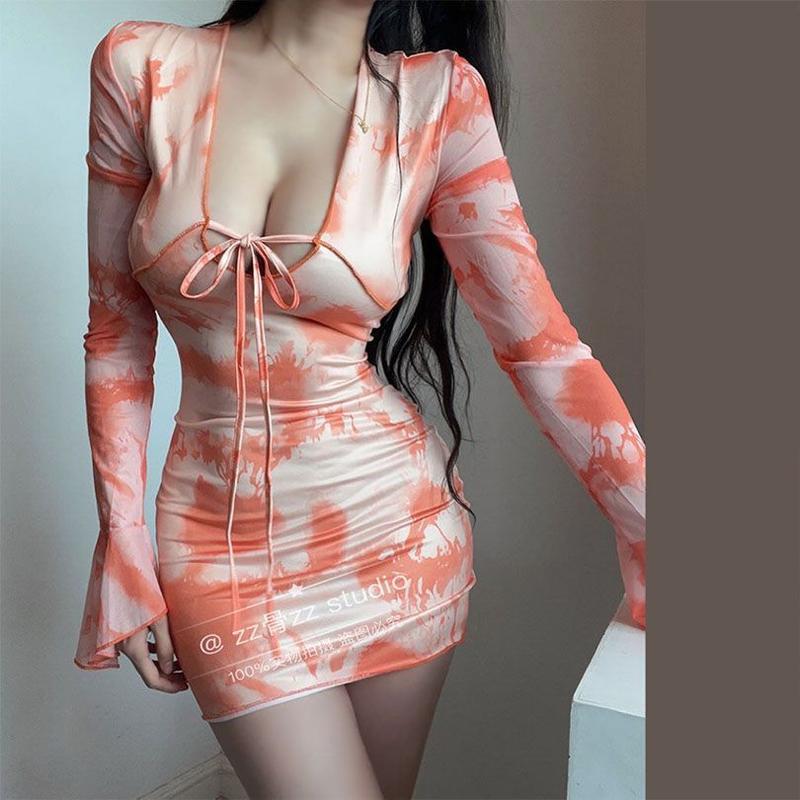 Product Introduction of Váy Tay Cánh Cụt Phong Cách Pháp Cổ Điển Tay Buộc Dây Dành Cho Nữ, Bộ Sưu Tập Thu Đông, Hàng Mới Về, Phong Cách Cô Gái Nóng Bỏng, Gợi Cảm Và Ôm Sát, Có Thể Mặc Bên Trong Váy Bodycon Dress Voan Women Voi 11