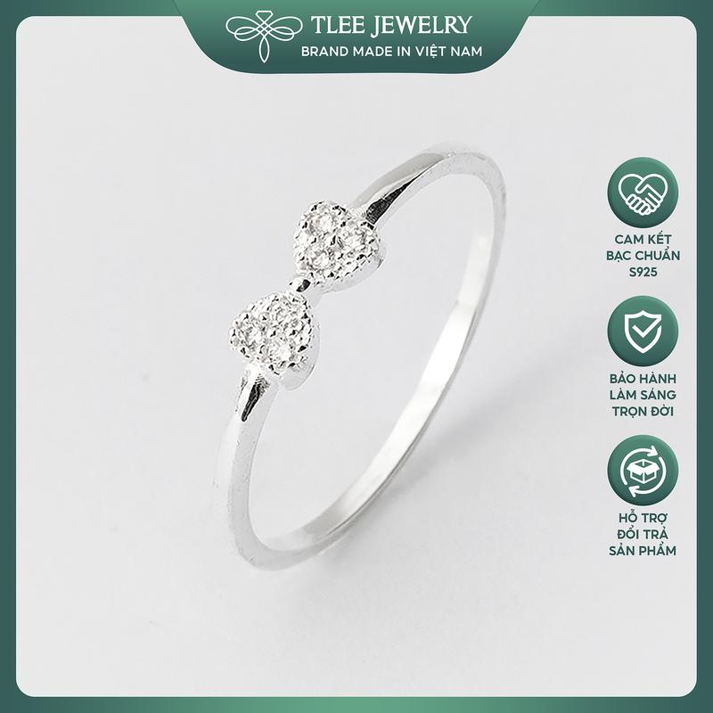 Nhẫn bạc nữ TLEE nơ đính đá tiểu thư sang trọng TLEE JEWELRY A0213