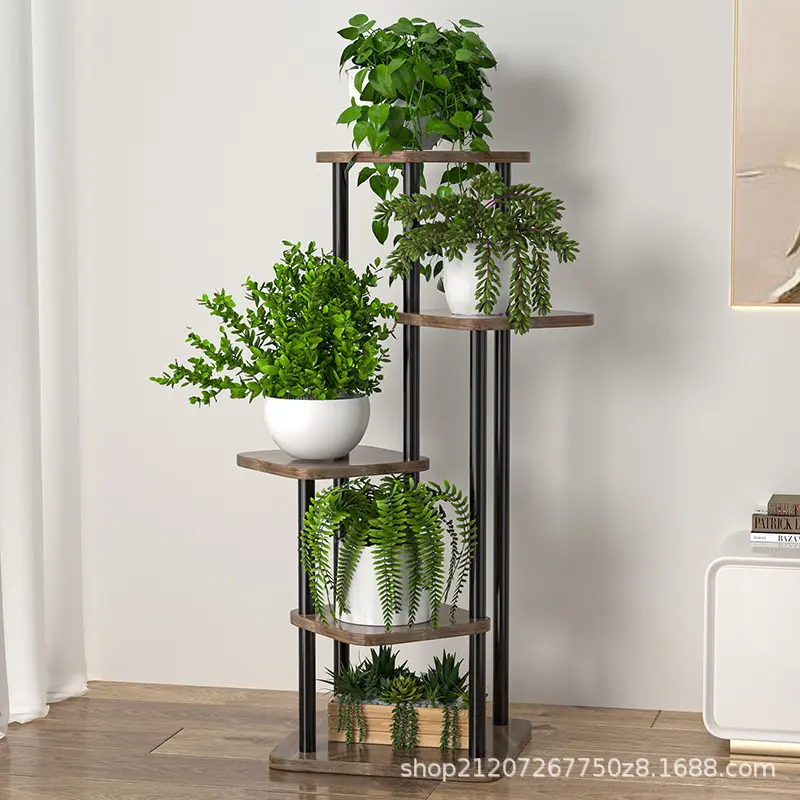 Wrought Iron Flower Stand Indoor Home Living Room Floor Multi-layer Garden Plant Balcony Flower Stand Storage Rack