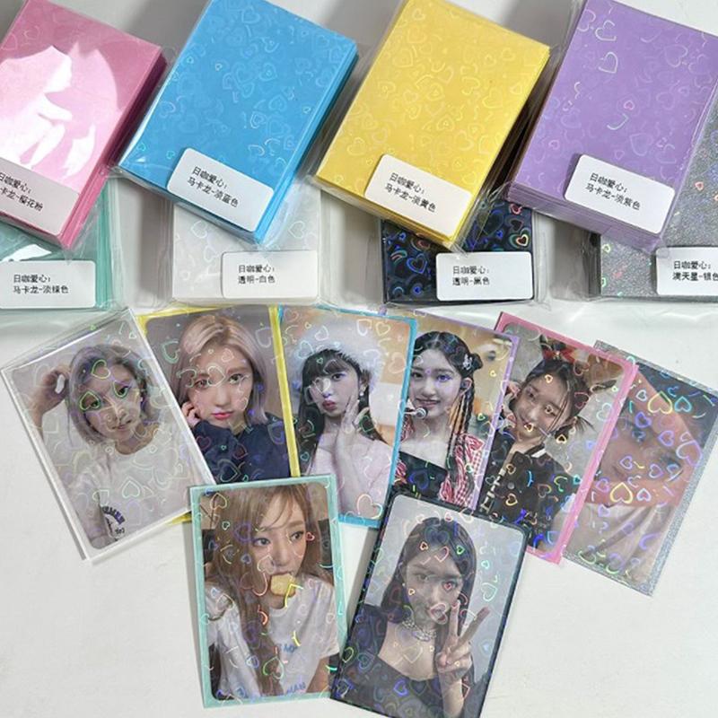 Product Introduction of 50pcs Kpop Card Sleeves 61x91mm 20C Heart Bling Holder For Holo Postcards Top Load Films Photocard Game Cards Protector 11