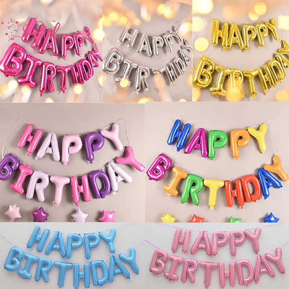 COD Hot Selling 13pcs Happy Birthday Decoration Balloons Rose Golden Letter Foil Ballons Birthday Party Decorations Globos Anniversaire Balony