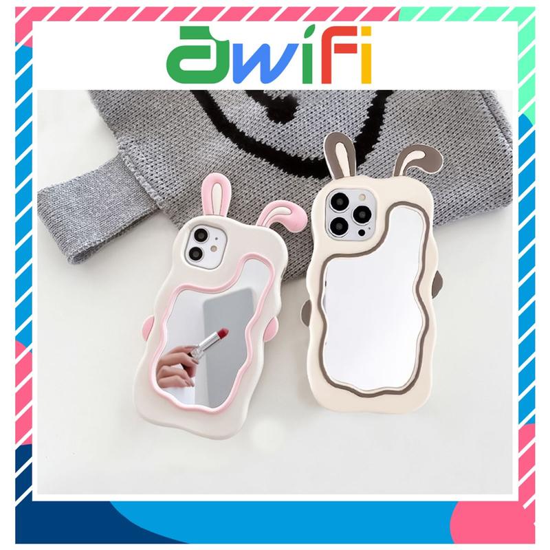 Ốp lưng iphone silicon gương hình tai thỏ 6/6splus/7/7plus/8/8plus/x/xs/11/12/13/14/pro/max/plus/promax - Awifi R5-7