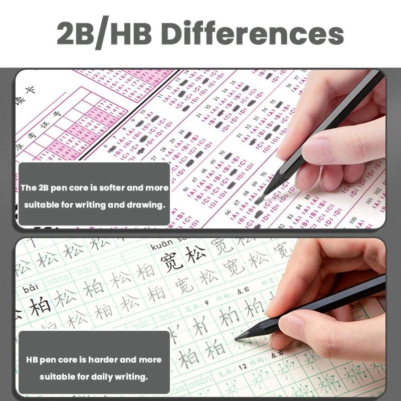 Bút Chì Than Cọ Kèm Theo, Đa Năng, Gỗ Đen, Bút Chì Màu Đen HB 2B, Thích Hợp Để Phác Thảo, Vẽ Và Viết, Dụng Cụ Cho Học Sinh, Có Sẵn Trong 10 / 30 Cái 6