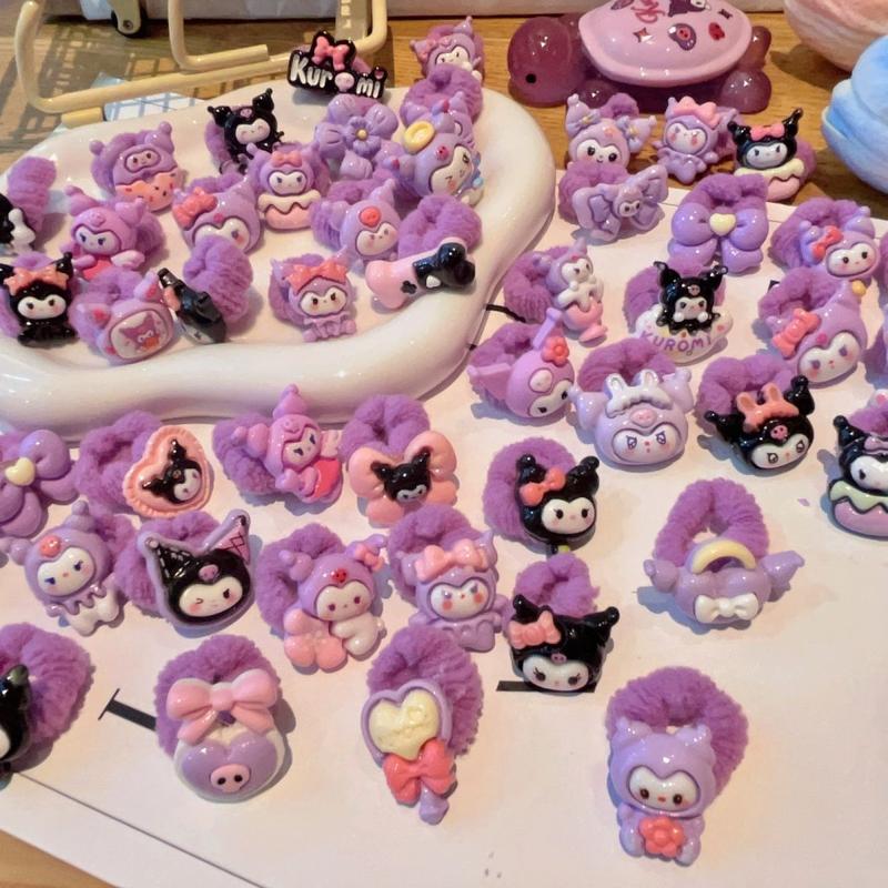 Product Introduction of Sanrio Kuromi Children's Baby Hair Tie Thumb Hair Ring Non-Damaging High Elasticity Hair Tie Rubber Band Girls' Hair Accessories 6