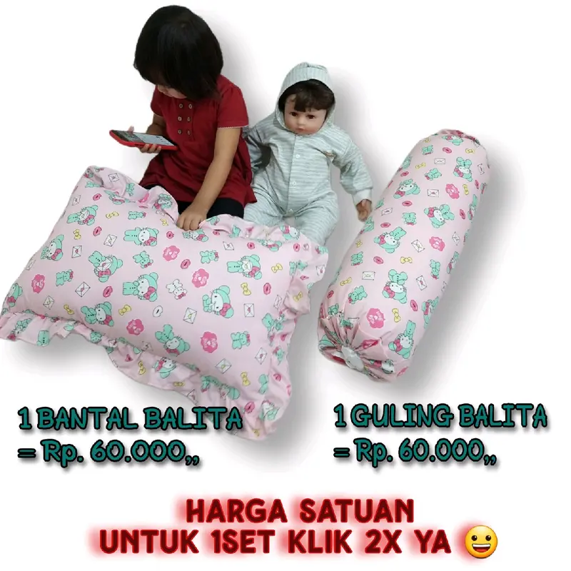 SLIDE 1. BANTAL BALITA (35*60cm) harga 60rb - GULING BALITA (30*65cm) harga 60rb. harga satuan. BANTAL IMUT. Motif Kartun Karakter. AYAY.HOMADE Kain Bed Katun 1