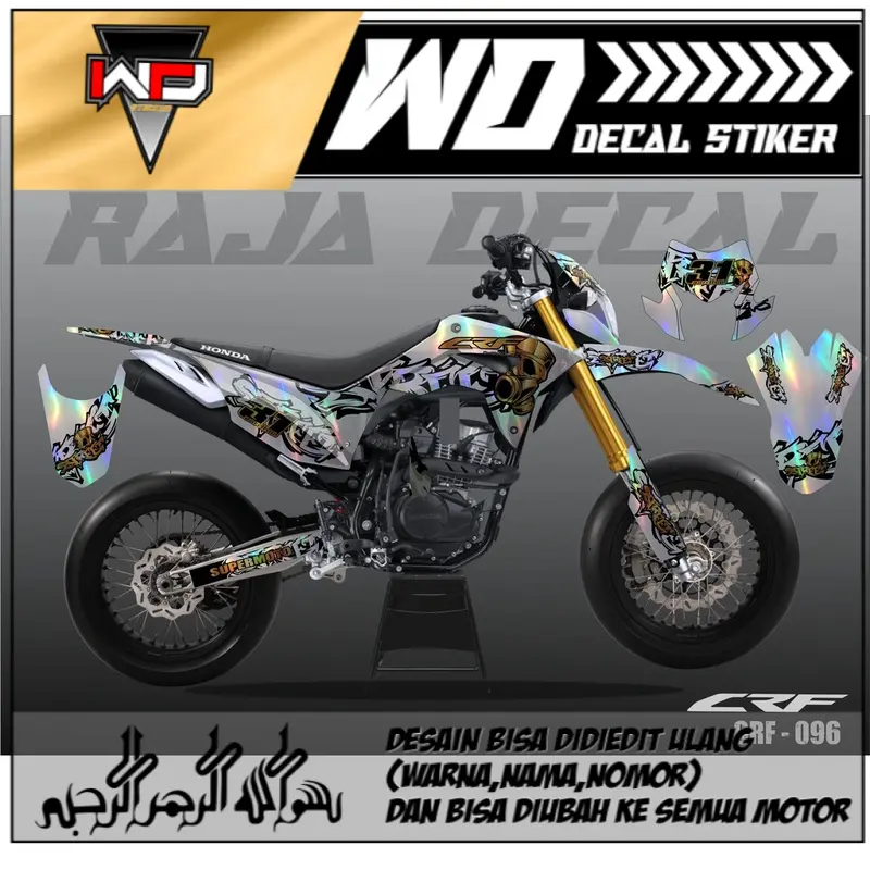 Decal Sticker CRF 150L FullBody Bahan Hologram Stiker Decal CRF Supermoto Graffiti Minimalis 096a Kendaraan Motor Motorcycle 0