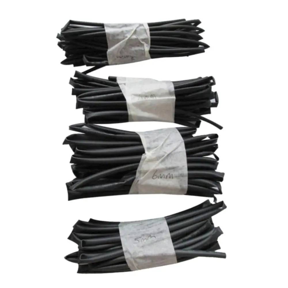 4pcs Shrink Tube Black 4 Sizes Shrink Tube 3-6mm Kit