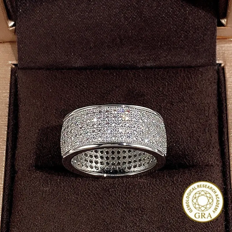 Nhẫn Moissanite, Thời Trang, Bán Chạy, Năm Hàng, Unisex, Có Giấy Chứng Nhận GRA Miễn Phí