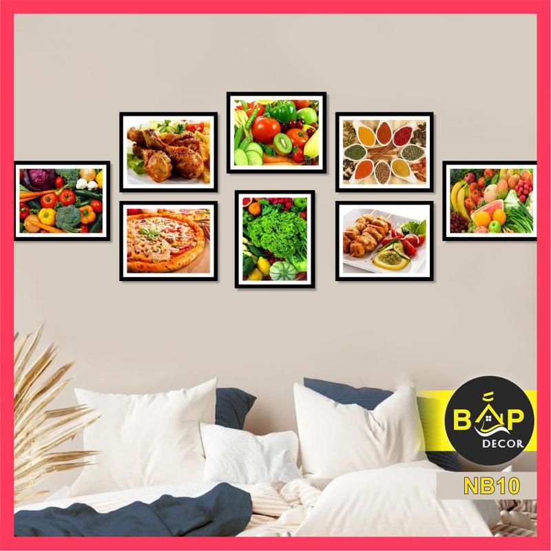 Tranh nhà bếp, tranh phòng ăn 8 bức dán tường, Bắp decor Treo Tường Đèn