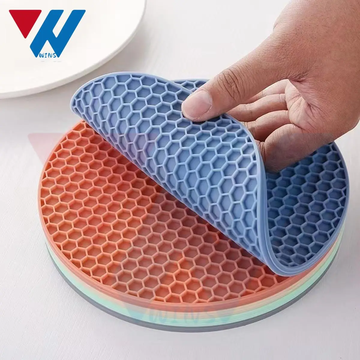 Perfect Day JH-425 Round Insulation Rubber Mat Non-Slip Heat-Resistant Anti-Scalding Honeycomb Microwave Oven Mat Pot