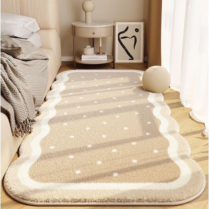 Thảm Đầu Giường Phòng Ngủ Chính, Phong Cách Kem, Hình Dạng Bất Đối Xứng Làm Bằng Cashmere, Thảm Trải Sàn, Có Thể Giặt Bằng Máy, Thích Hợp Cho Phòng Khách, Bàn Sofa Và Thảm 7