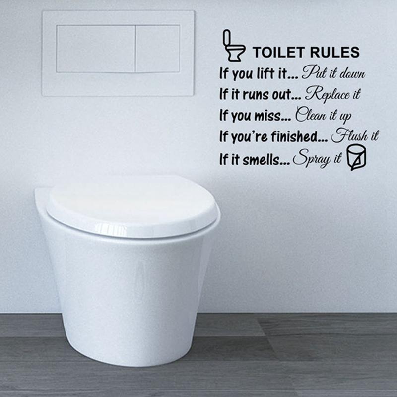 29*25cm Bathroom Toilet Black Letter Stickers European And American Proverbs Wall Stickers Decoration Ornament Decal Home Supplies 1