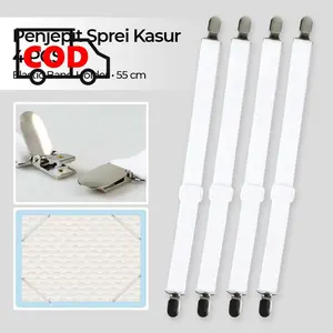 Klip Penjepit Sprei Anti Geser Lepas 4 PCS Clip Alat Pengencang Ujung Sudut Kasur Elastic Band Holder