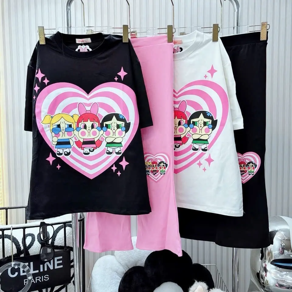 Set áo thun crybaby quần thun loe 3 màu mới - set bộ women nữ