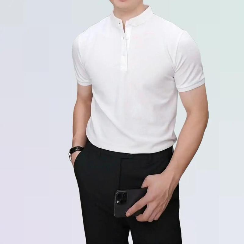 Áo Thun Nam Cổ Trụ Cộc Tay 5 Màu Co Giãn 4 Chiều Vải Thun Polo Cá Sấu Chất Lượng Cao Dễ Phối Đồ Phù Hợp Mặc Đi Du Lịch Đi Làm