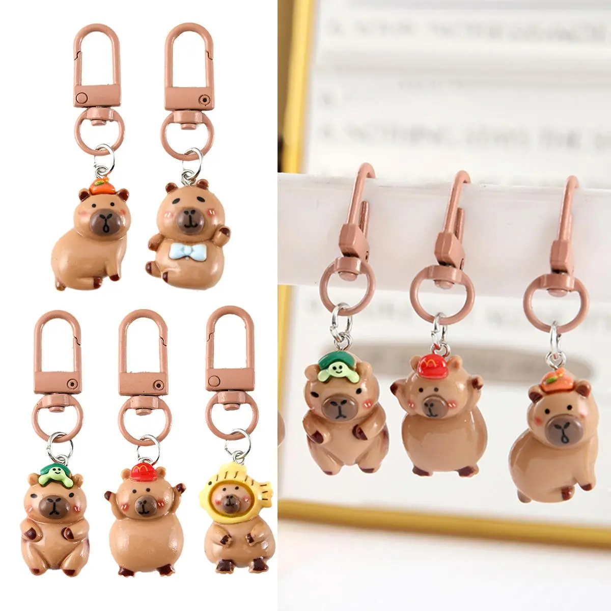Capybara Cartoon Keychain For Men And Women, Cute Earphone Case, Car Keychain, Backpack Pendant, Decorative Accessories, Small Gift
