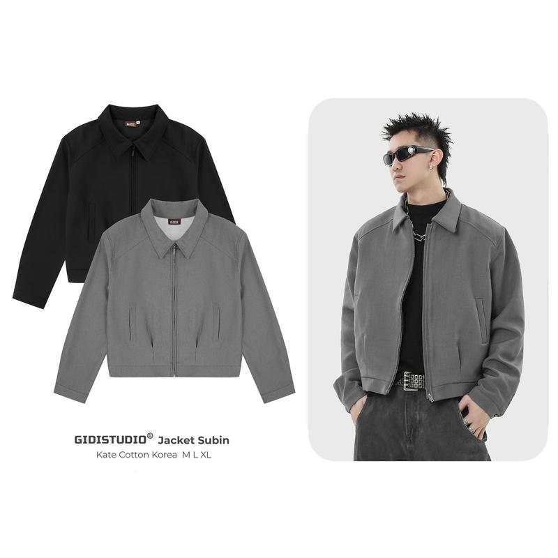 [GIDISTUDIO]_Áo khoác Jacket SUBIN vải Tây cao cấp Form BOXY phong cách thanh lịch Nam Nữ Unisex -Jacket Tây chất mịn, dày dặn khóa zip GIDI