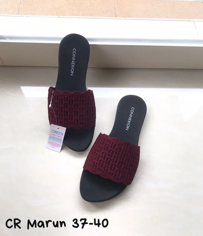 SANDAL CR WANITA/SANDAL TERBARU/SANDAL SLOP/SANDAL RAJUT/SANDAL CR SLOP RAJUT SANDAL SLOP WANITA Tanpa Hak Merah 2