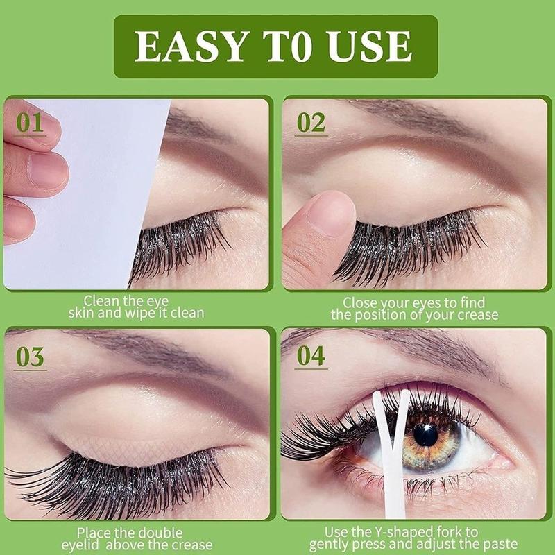 5 Sheets Natural Eyelid Tape, Breathable Eyelid Strip, Waterproof Invisible Eyelid Sticker with Y Shaped Tool 8